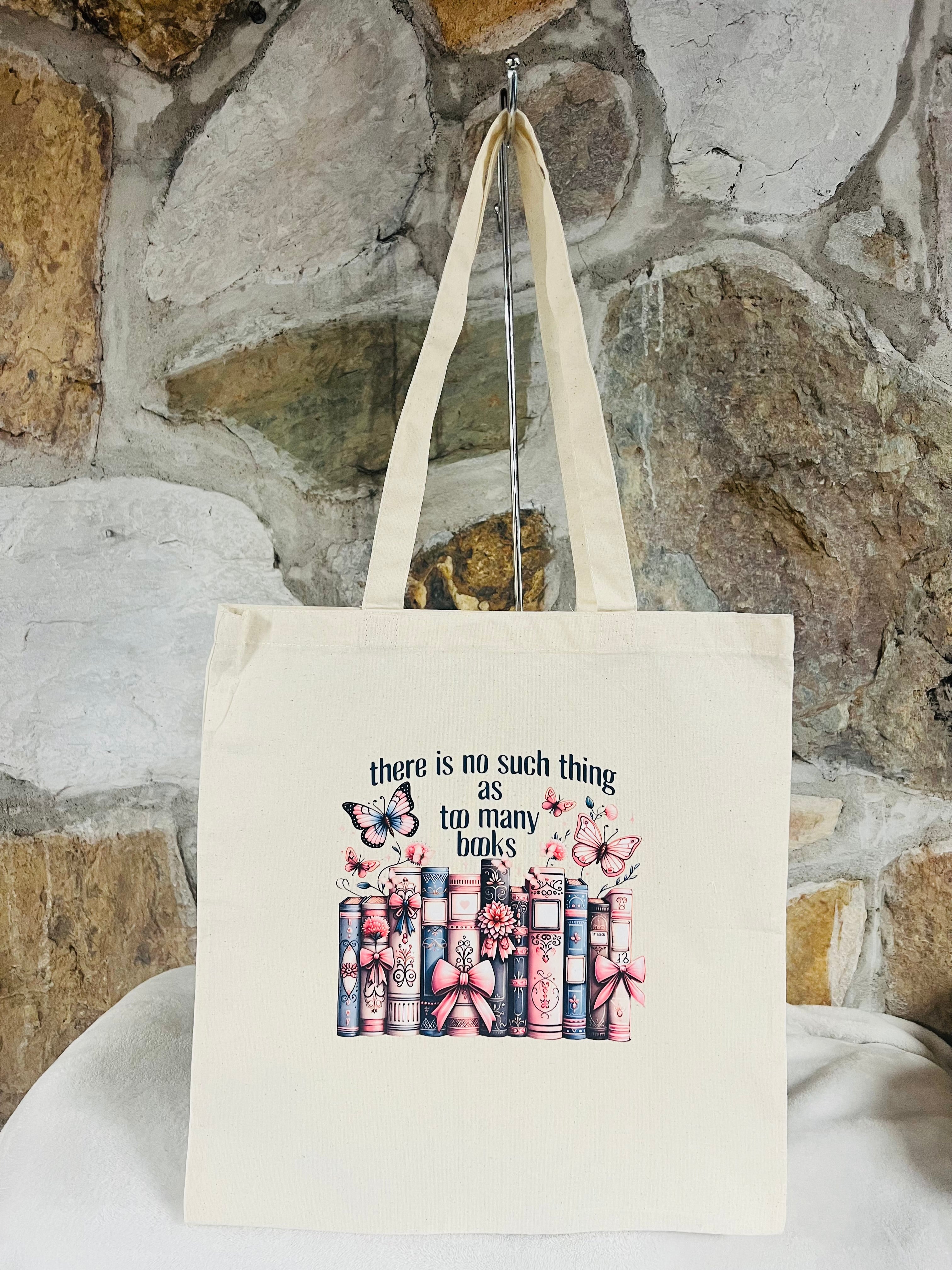 Bookish Canvas Tote Bag – No Such Thing As Too Many Books