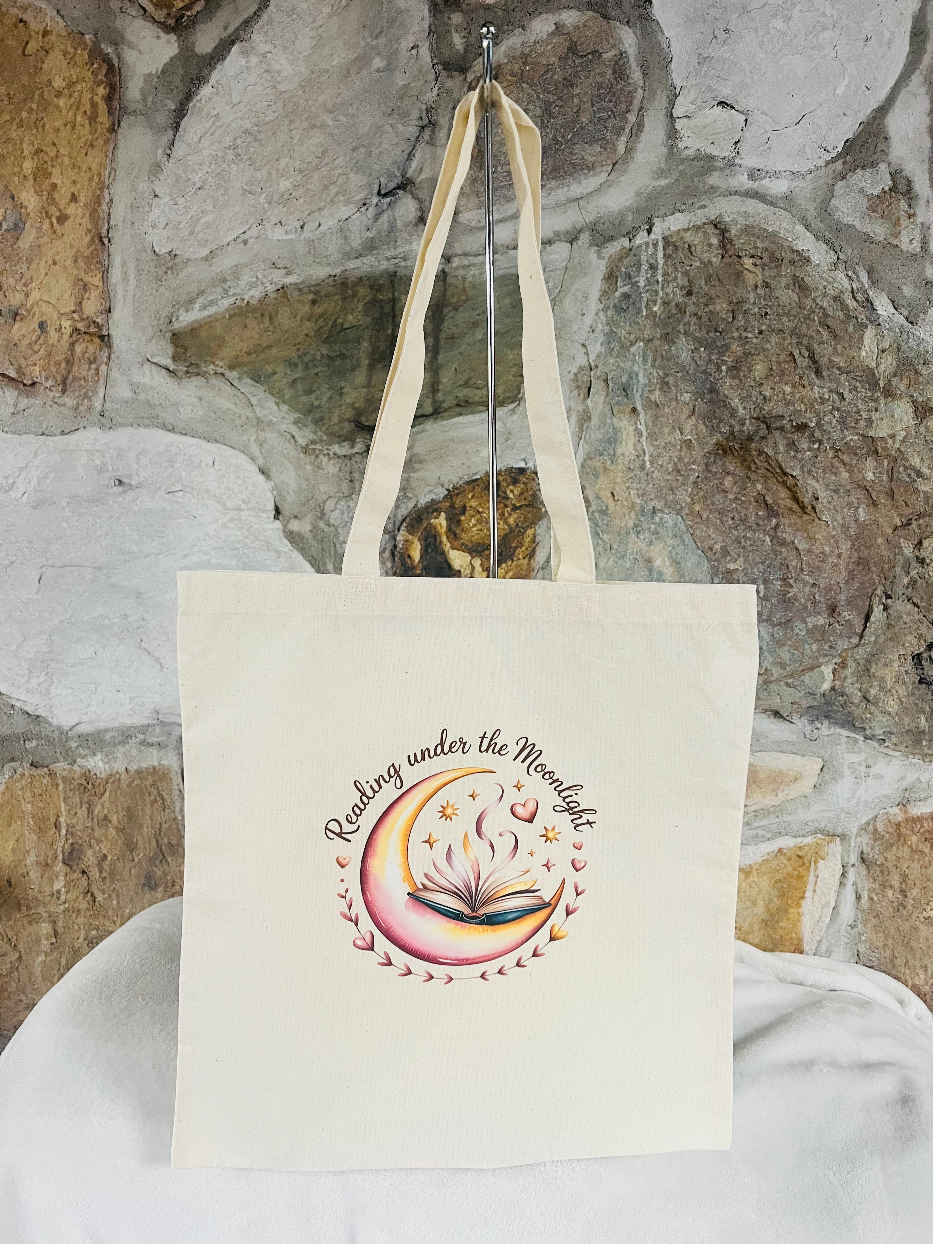 Bookish Canvas Tote Bag – Reading Under The Moonlight