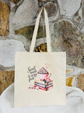 Bookish Canvas Tote Bag – Sweet Reads & Cozy Feels