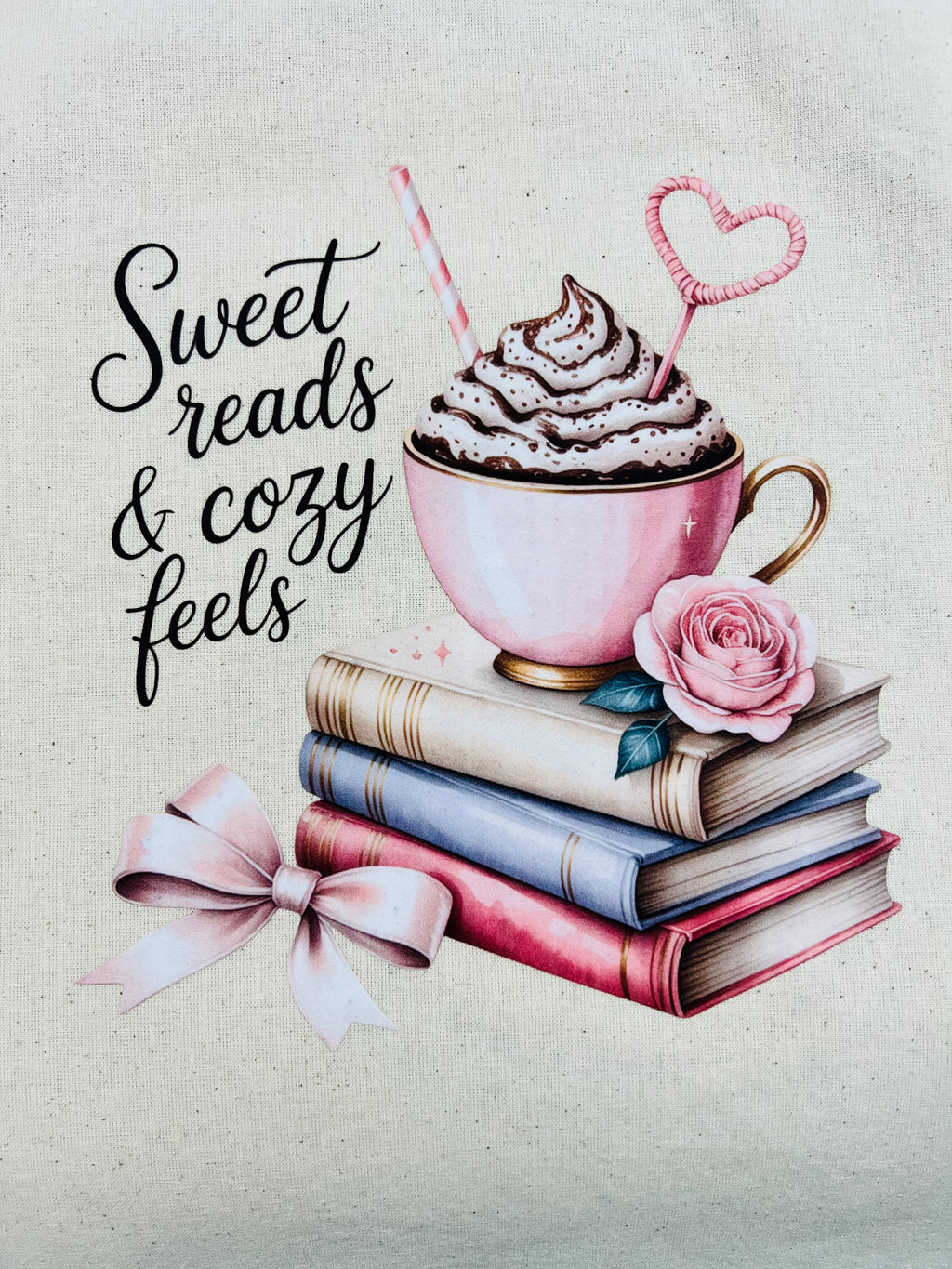 Bookish Canvas Tote Bag – Sweet Reads & Cozy Feels