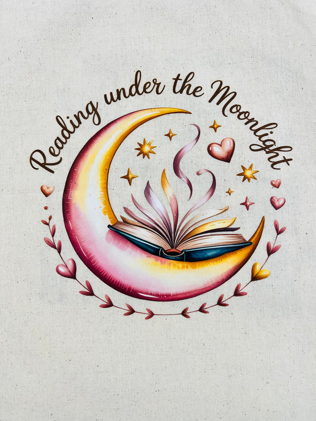 Bookish Canvas Tote Bag – Reading Under The Moonlight
